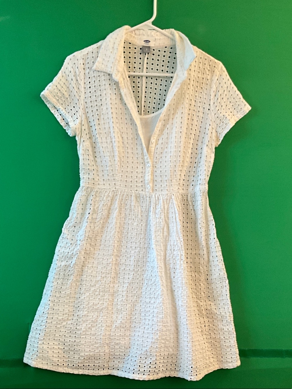 Old Navy White Eyelet Button-Front Mini Dress